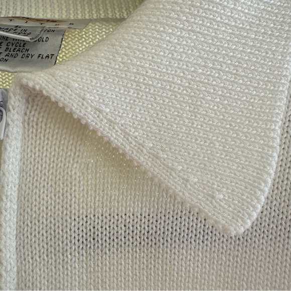 Talbots Petites White Zip-Up Sweater - Picture 5 of 7